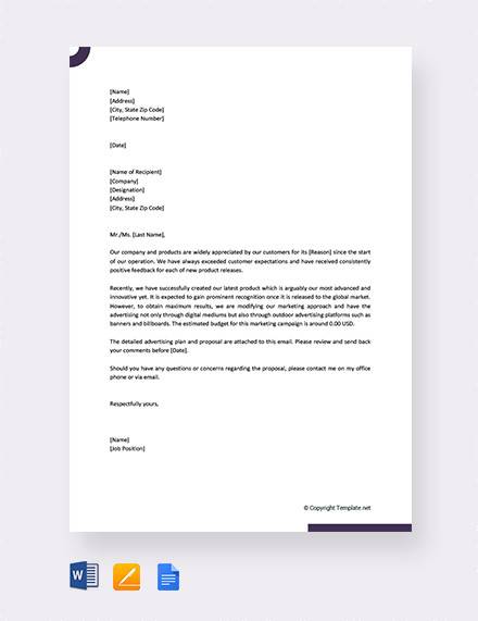 FREE 12+ Sample Advertising Proposal Letter Templates in PDF | MS Word