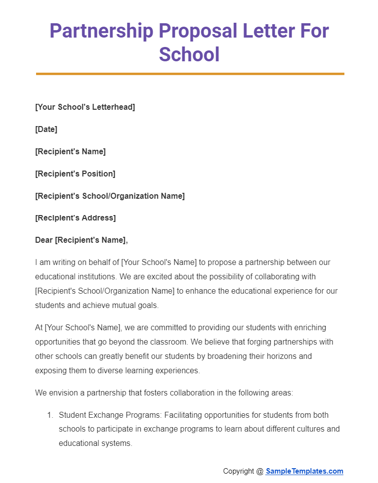 partnership proposal letter for school