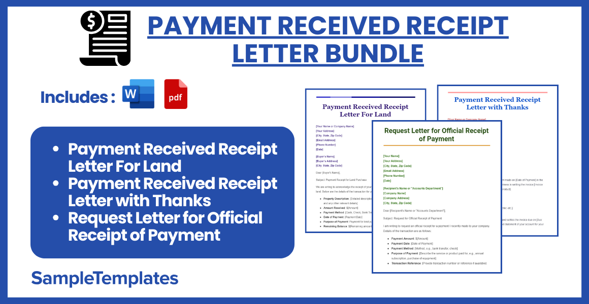 payment received receipt letter bundle