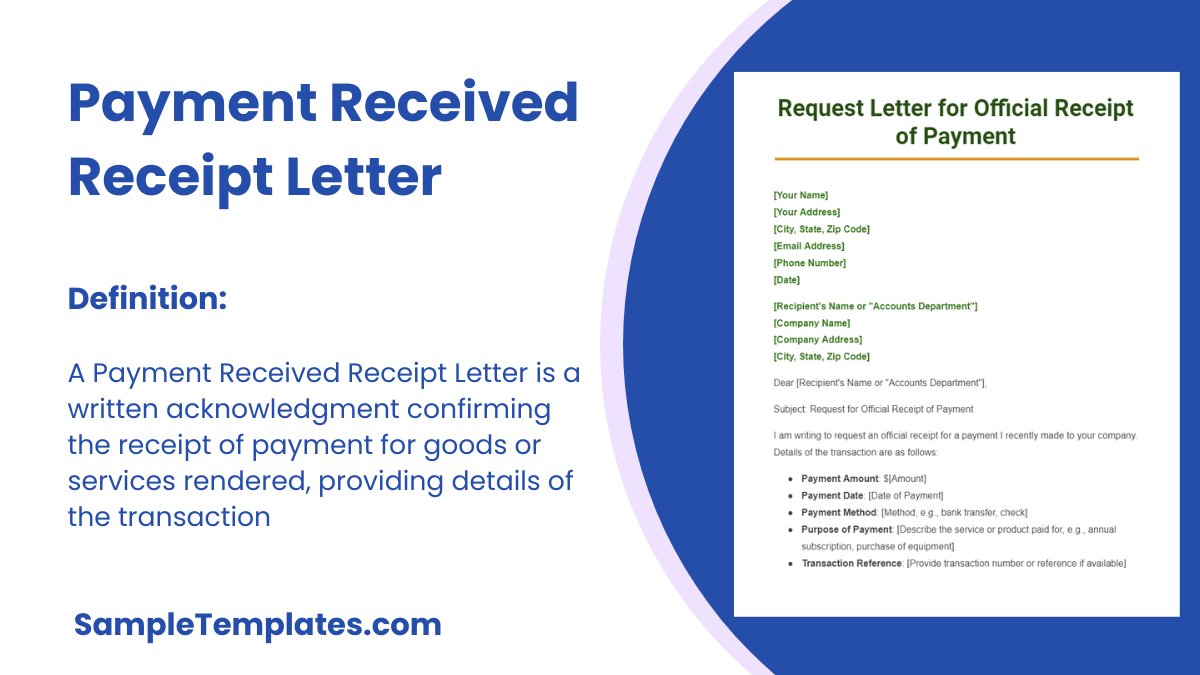 Payment Received Receipt Letter