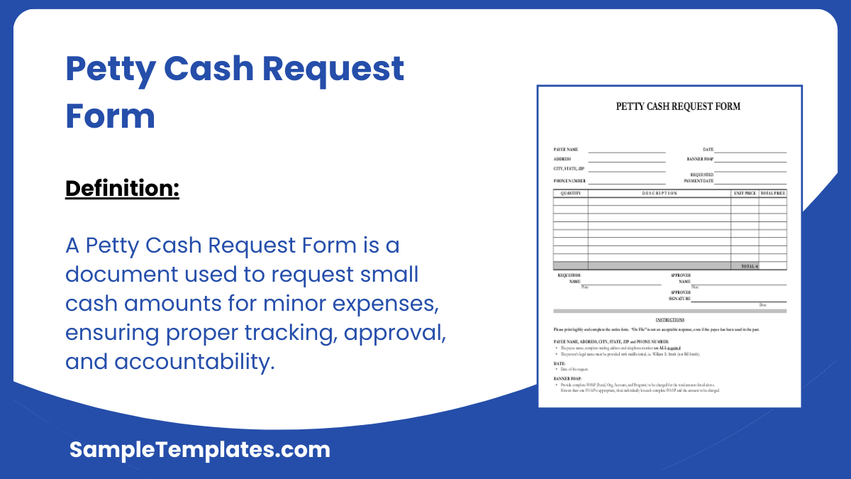 Petty Cash Request Form