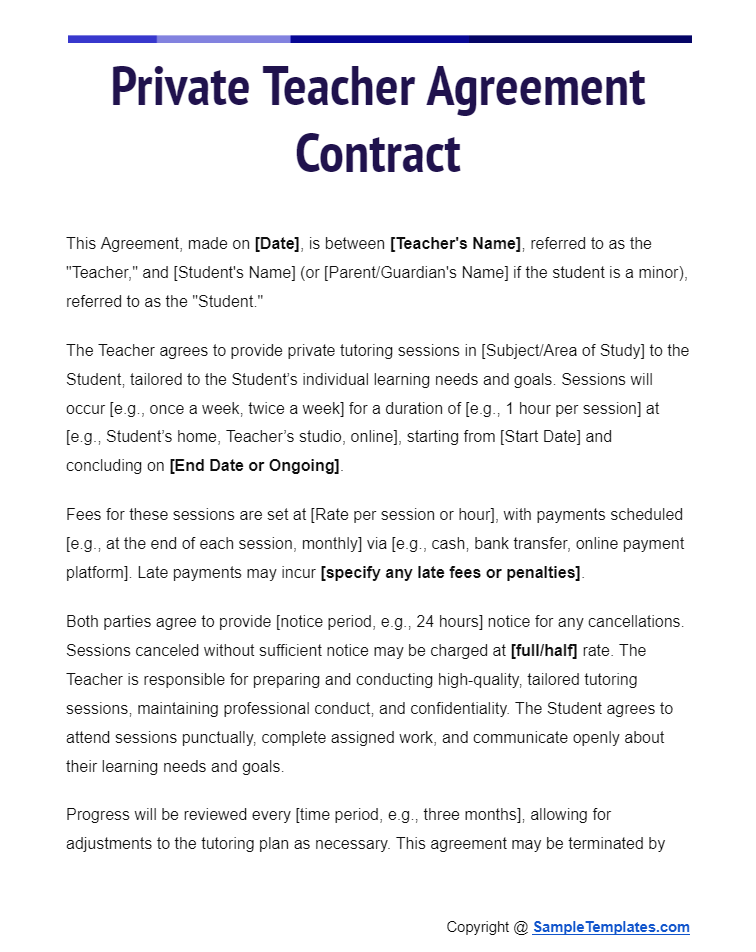 private teacher agreement contract
