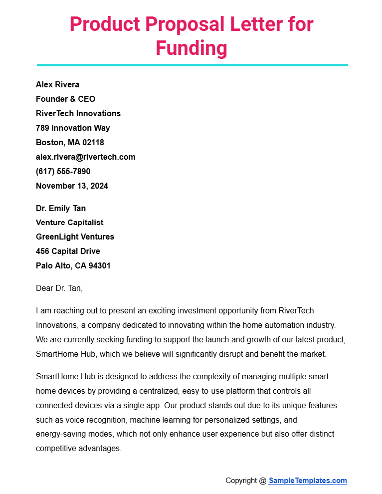 product proposal letter for funding