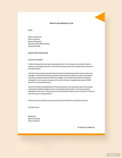 product sales proposal letter template