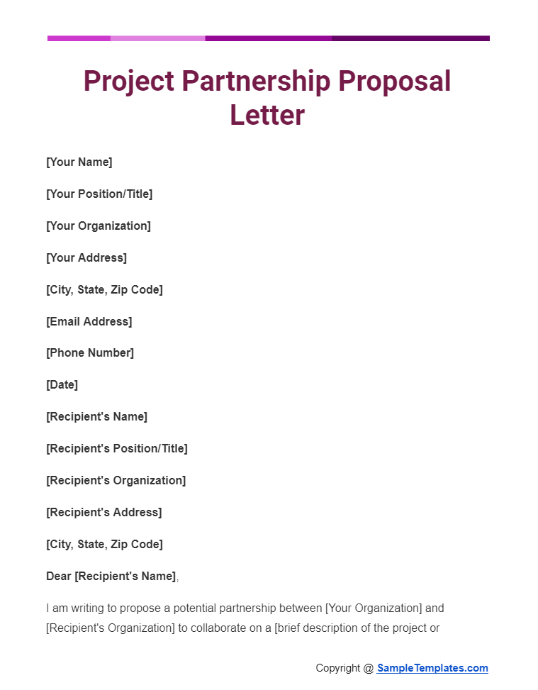 project partnership proposal letter
