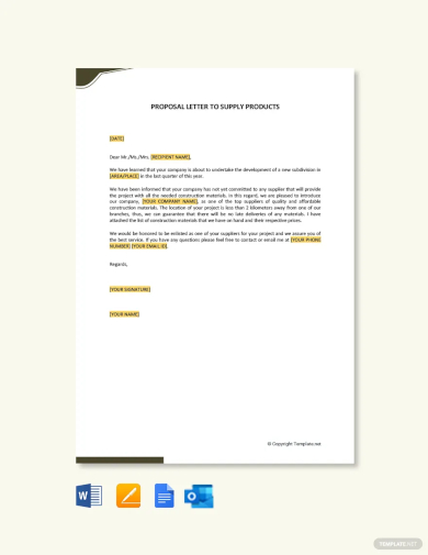 proposal letter to supply products template