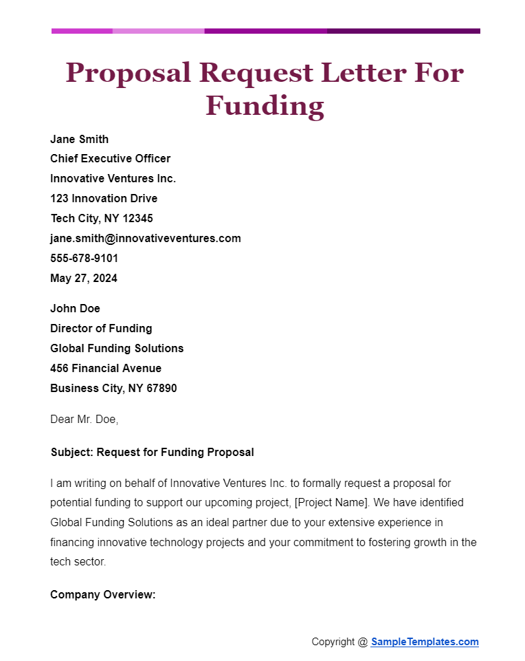 proposal request letter for funding