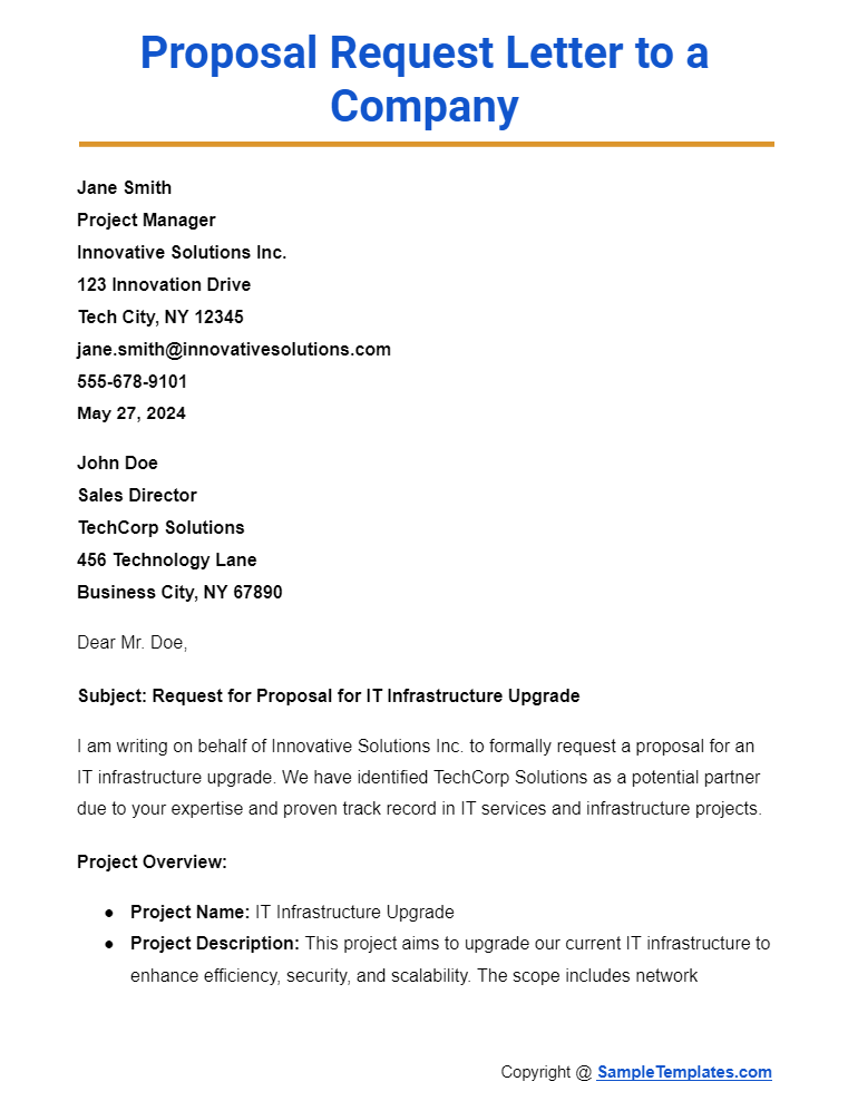 proposal request letter to a company