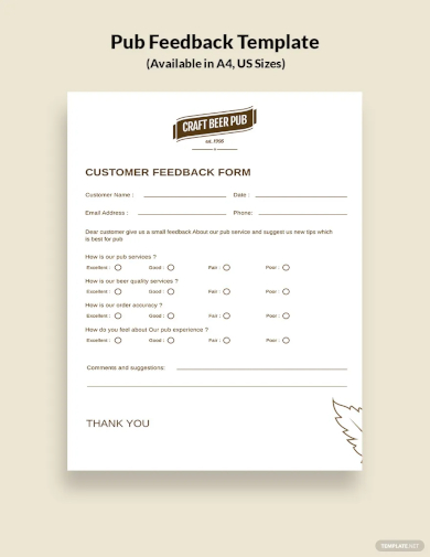 pub feedback form template