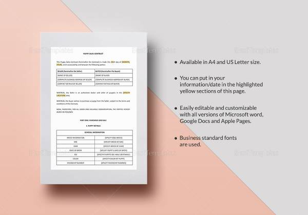 puppy sales contract template
