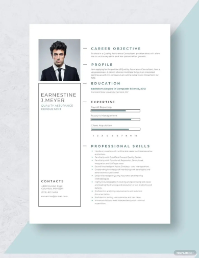 quality assurance consultant resume template