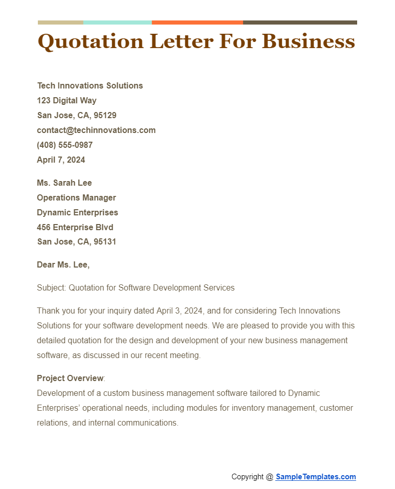 quotation letter for business