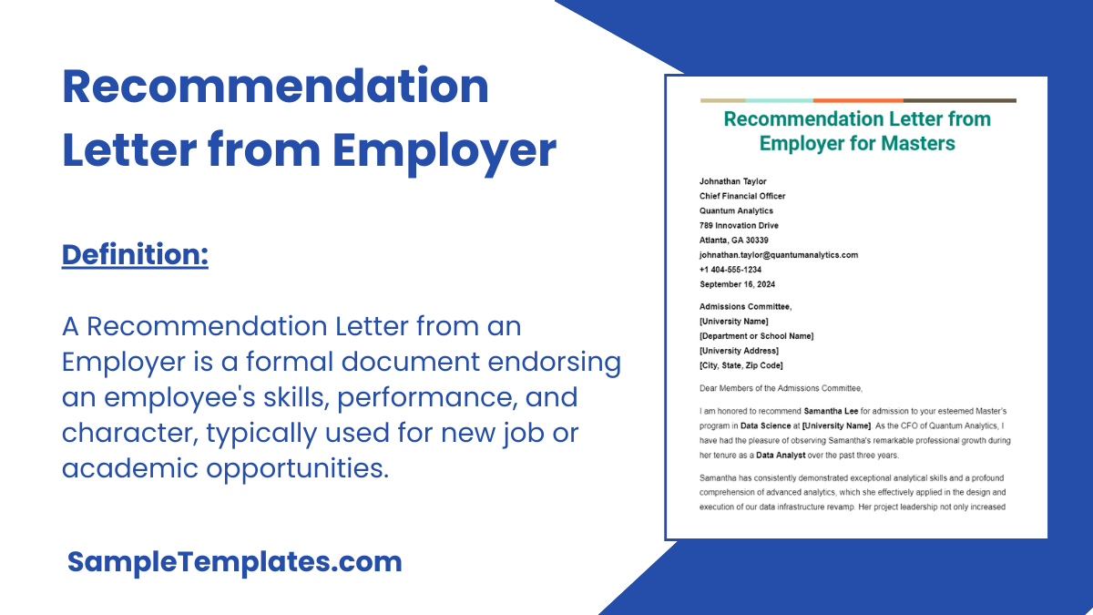 Recommendation Letter from Employer