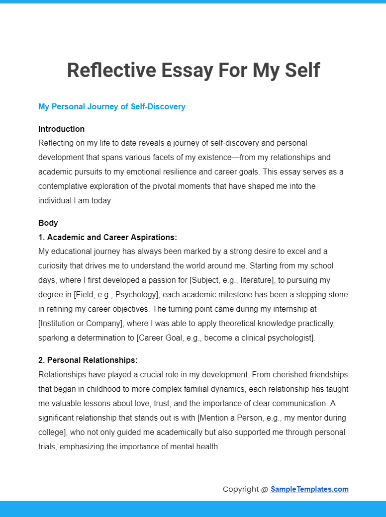 reflective essay for my self