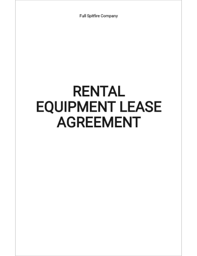 rental equipment lease agreement template
