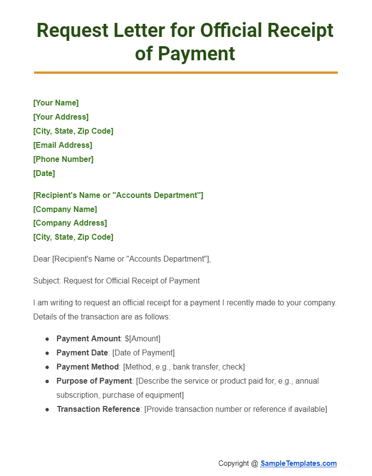 request letter for official receipt of payment