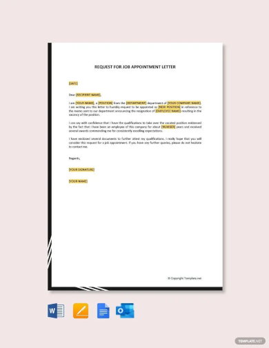 request for job appointment letter template