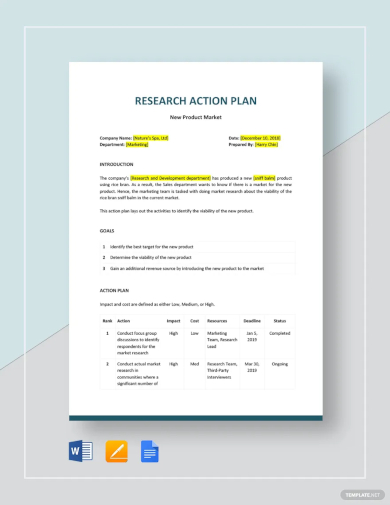 research action plan template