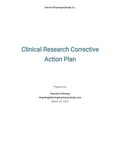 research corrective action plan template