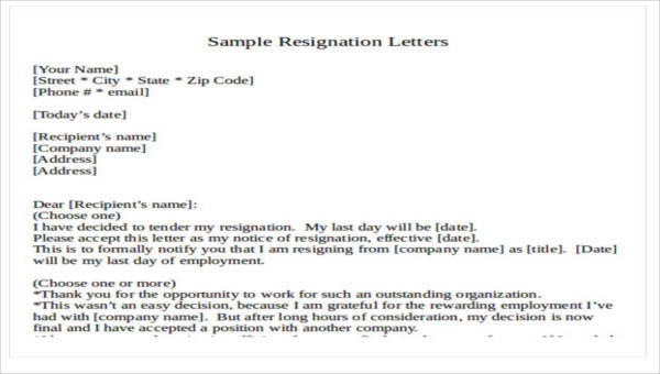 Free 30 Resignation Letter Formats Templates In Pdf Ms Word