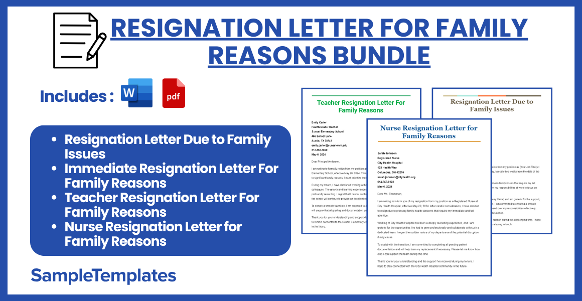 resignation letter for family reasons bundle