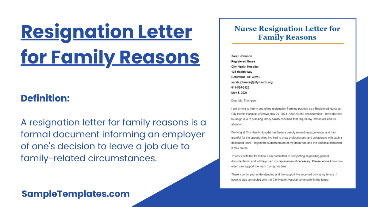 Resignation Letter for Family Reasons