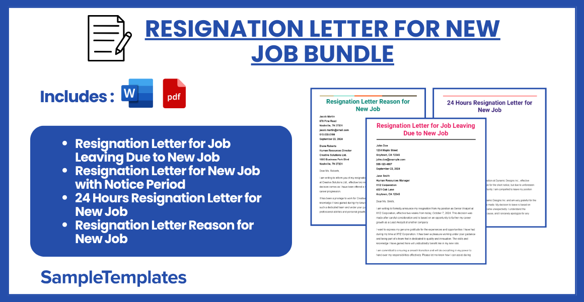 resignation letter for new job bundle