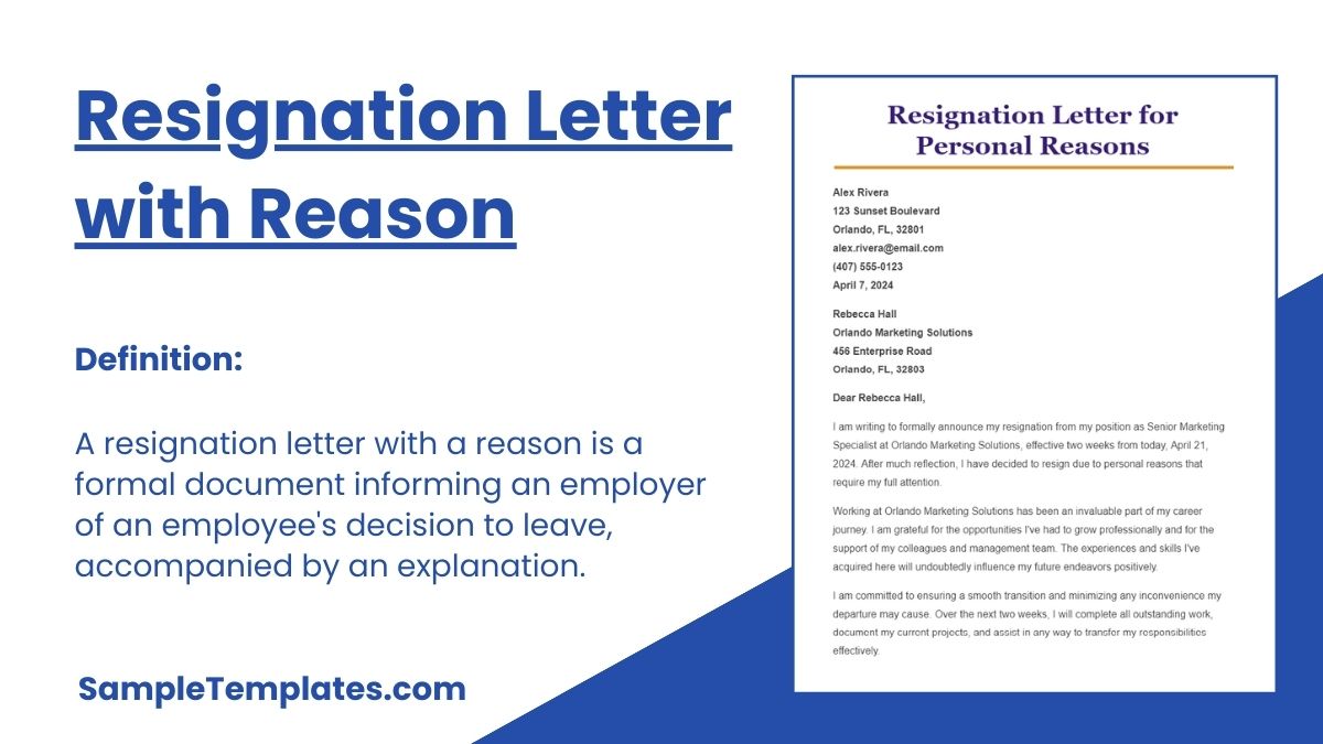 Resignation Letter with Reason