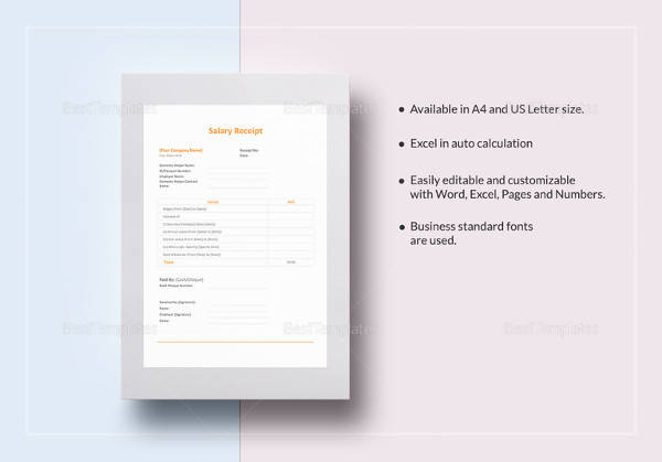 salary receipt template