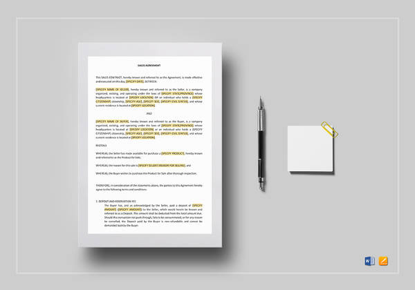 sales contract template word