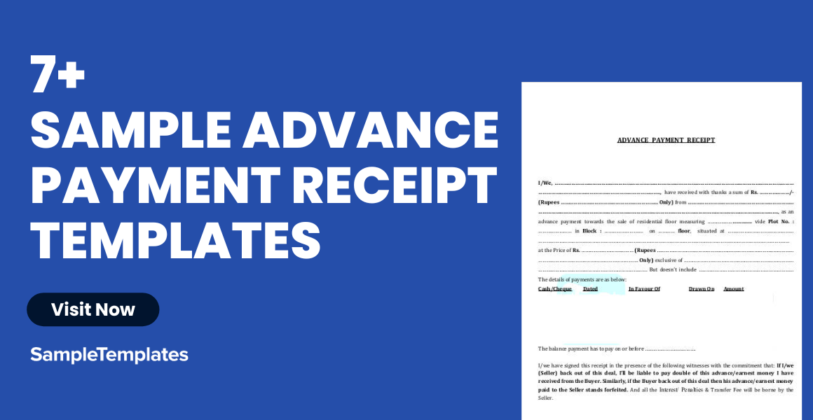 sample advance payment receipt template