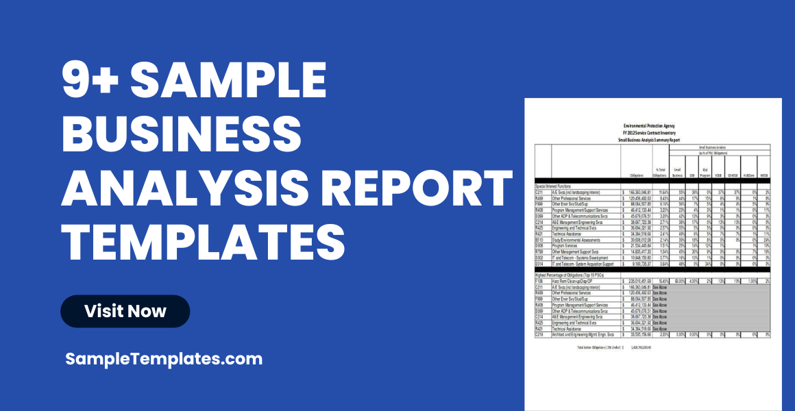 Sample Business Analysis Report Templates