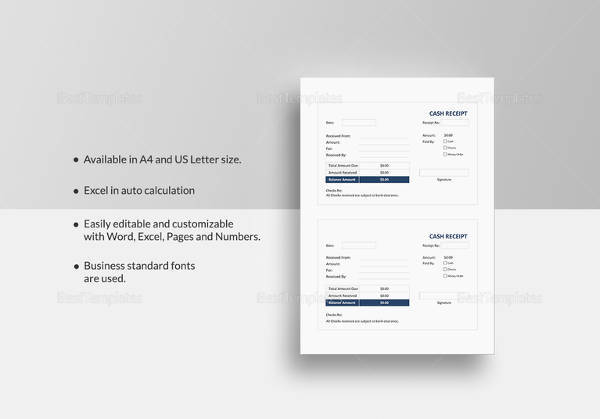 sample cash payment receipt