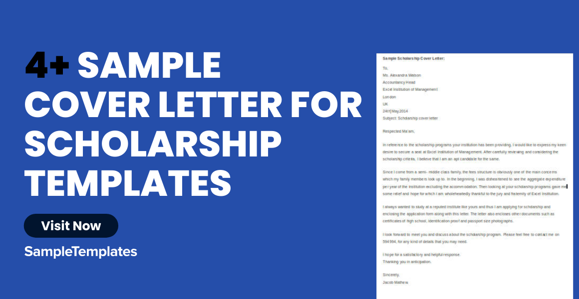 sample cover letter for scholarship templates