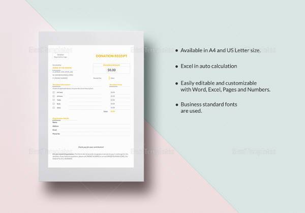 sample donation receipt template