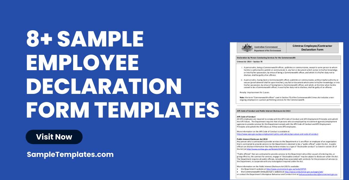 Sample Employee Declaration Form Templates