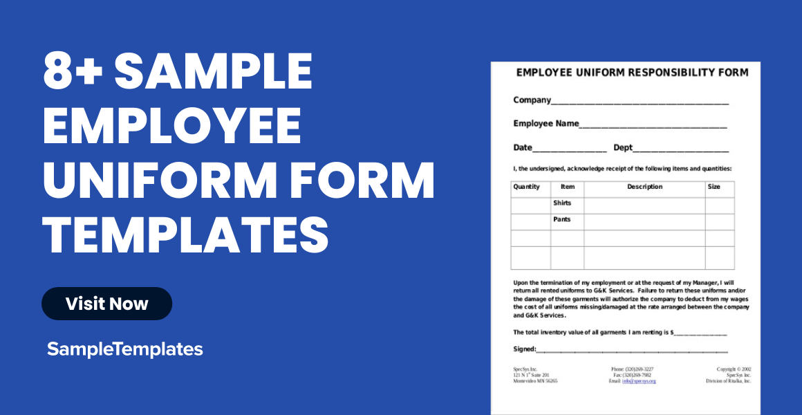 Sample Employee Uniform Form Templates