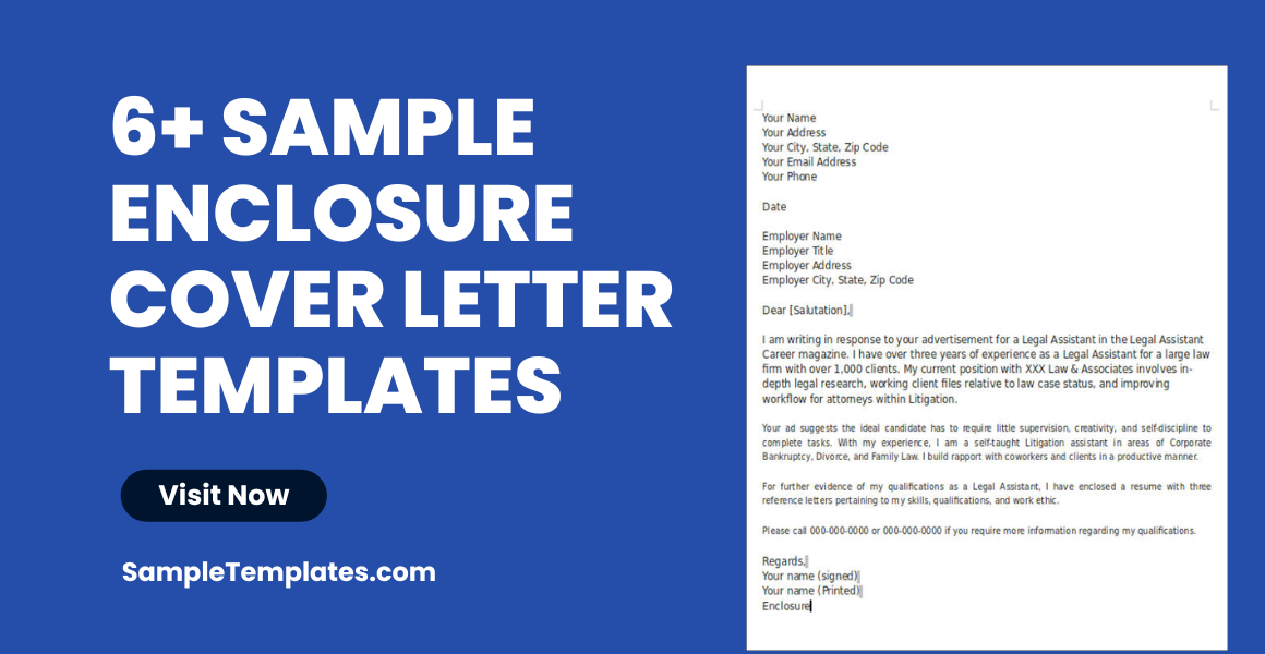 sample enclosure cover letter templates