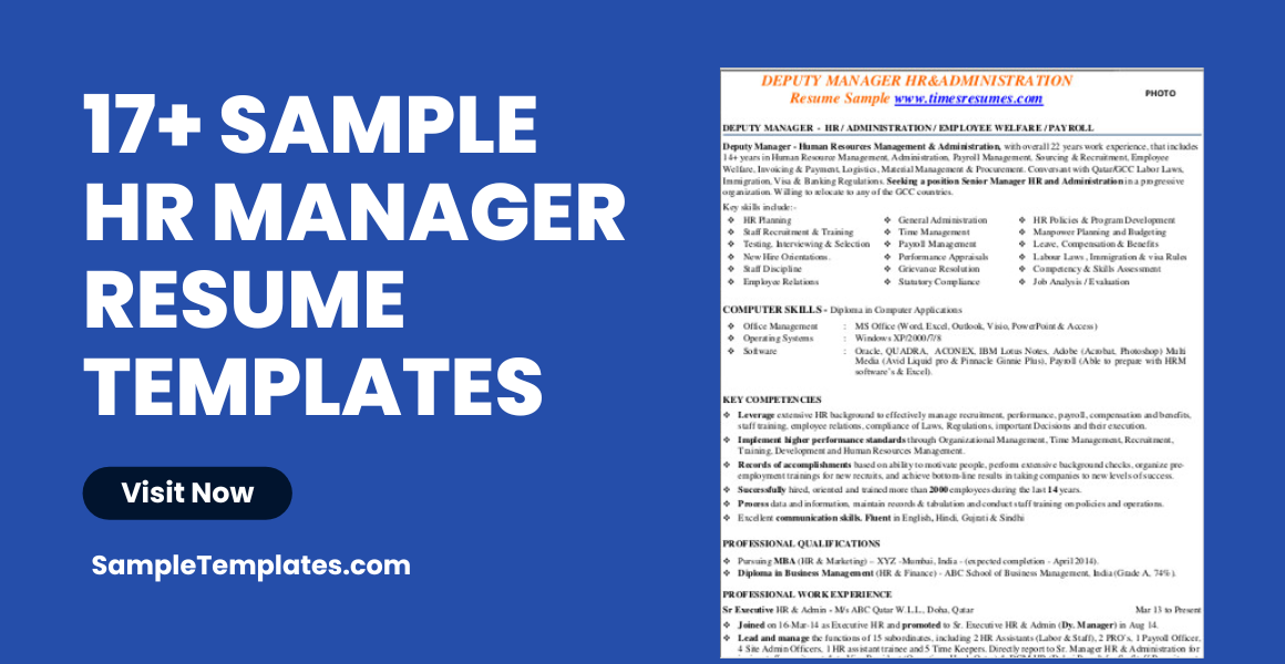 sample hr manager resume template