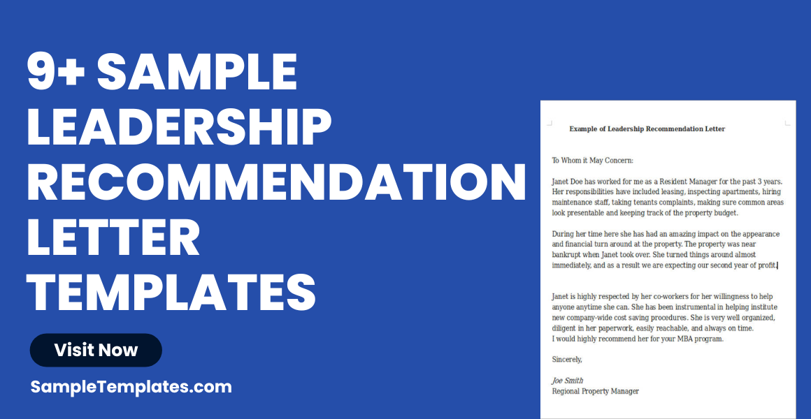 sample leadership recommendation letter templates