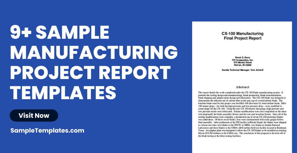 sample manufacturing project report templates