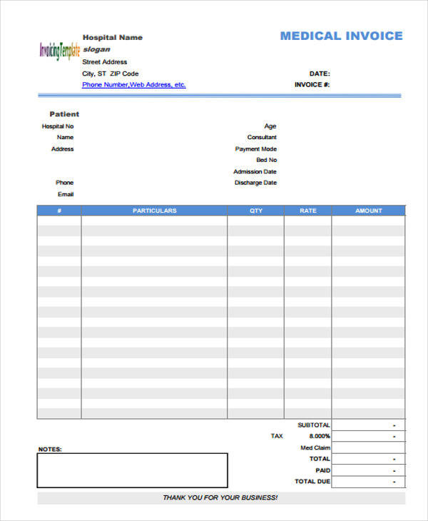 Free 8 Sample Medical Invoice Templates In Ms Word Pdf 