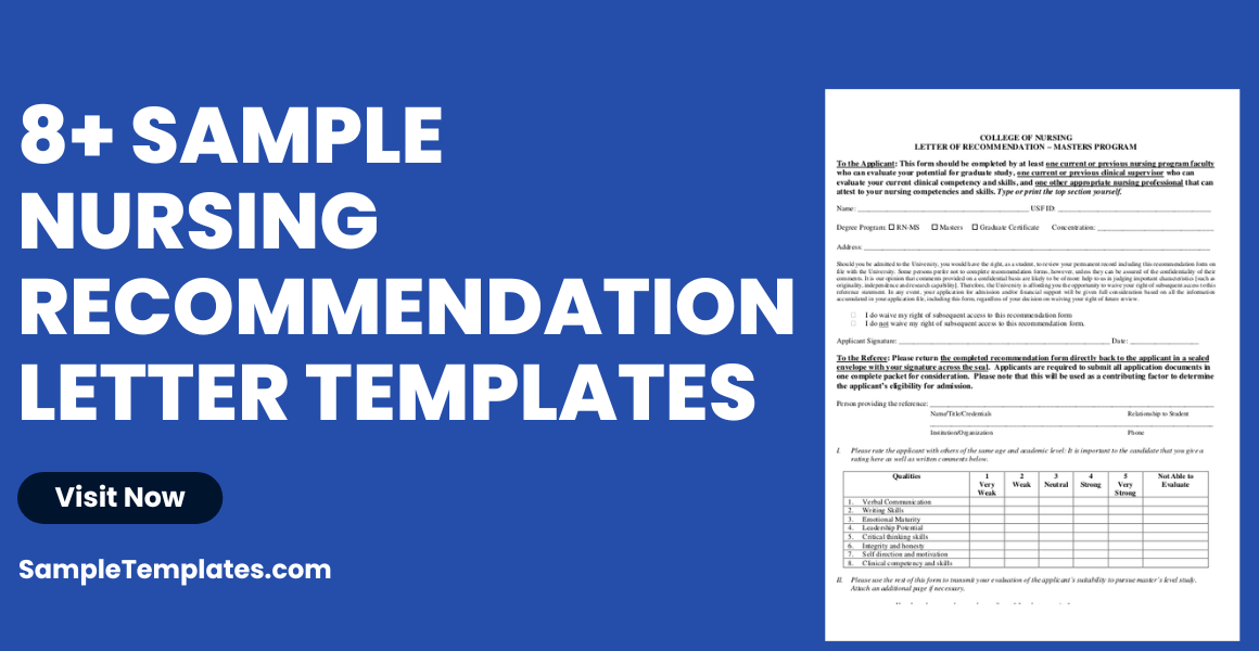 Sample Nursing Recommendation Letter Templates