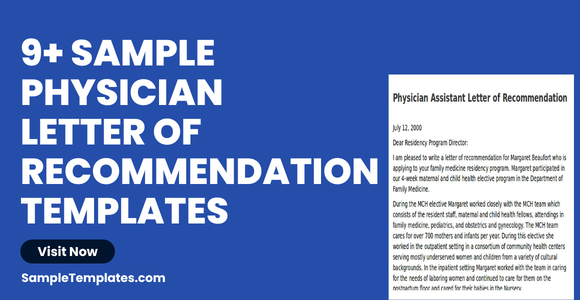 Sample Physician Letter of Recommendation Templates