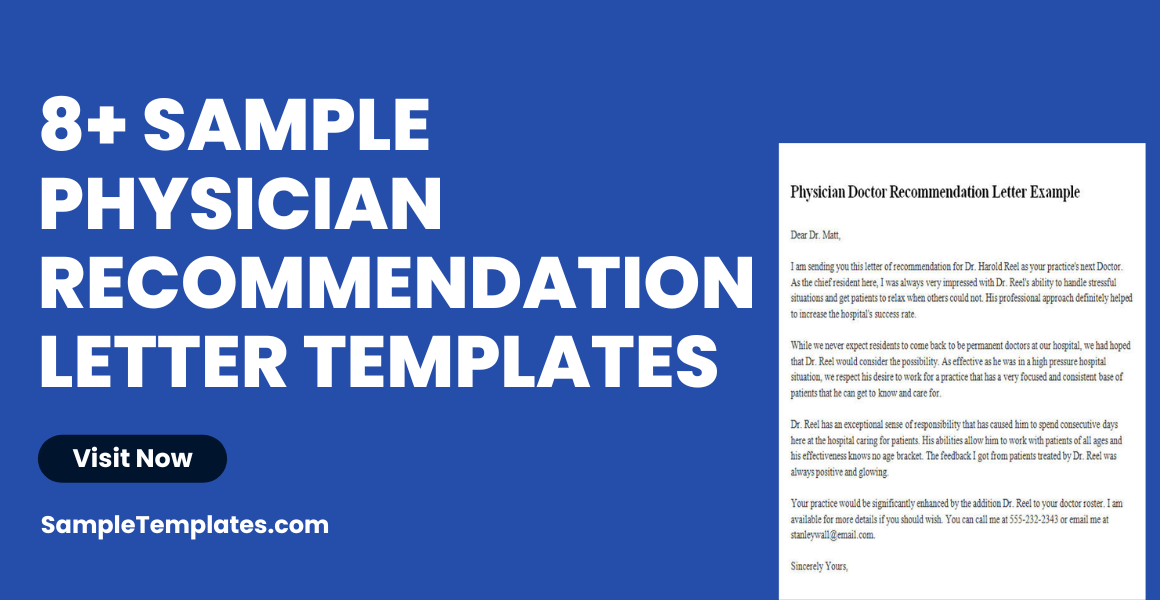 sample physician recommendation letter templates