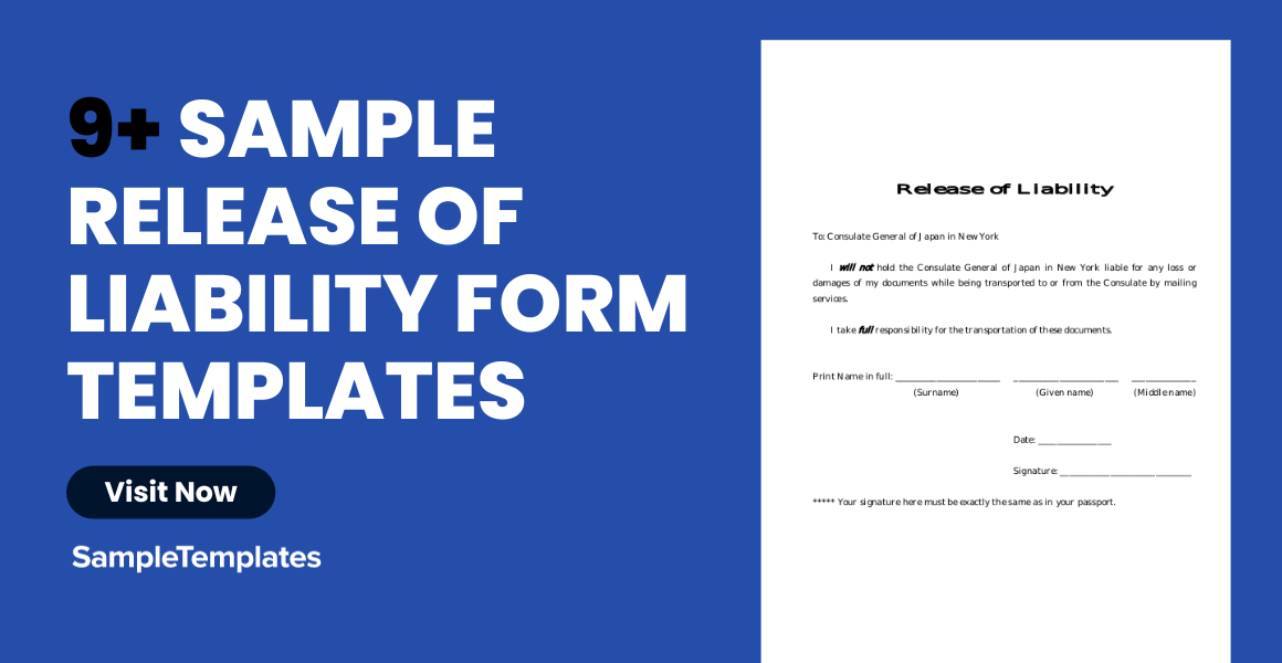 sample release of liability form templates