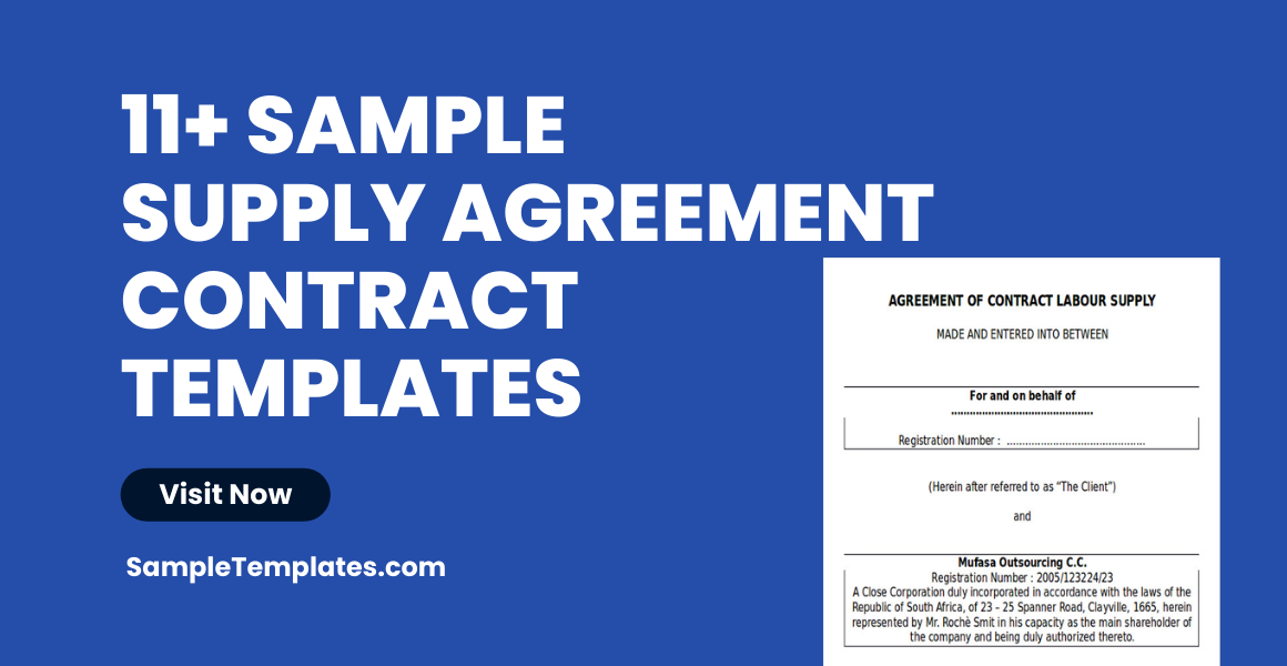 sample supply agreement contract templates