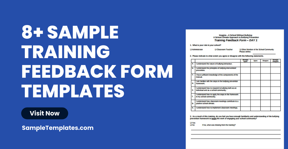 sample training feedback form template