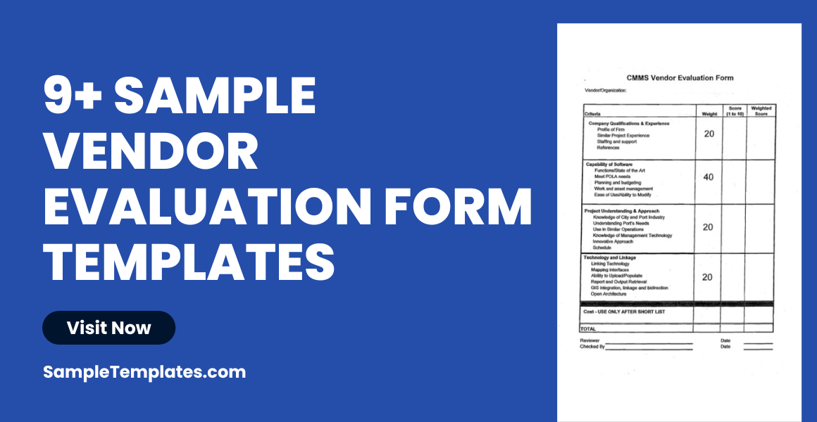 sample vendor evaluation form templates