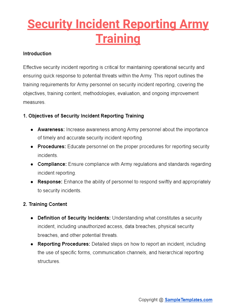 security incident reporting army training